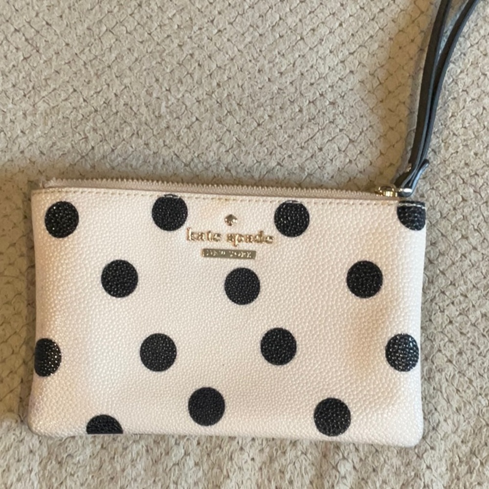 Kate spade wristlet. Cream w/black polka dots.